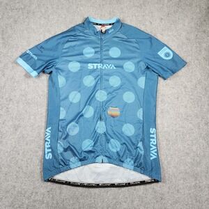 Cuore Strava Cycling Jersey Mens 3XL Blue 2015 Climbing Challenge Polka Dot Zip